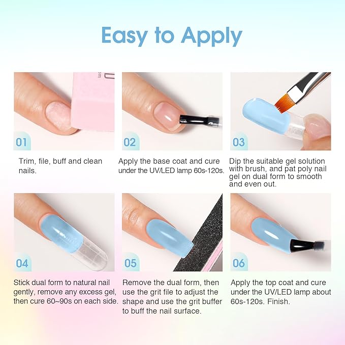 ROSALIND 12 Colors Poly Nail Gel with Mini Nail Lamp Yellow Green Poly Extension Gel Kit 0.34oz/10ml Nails Buider Set with Slip Solution Basic Tools for Beginners with Everything