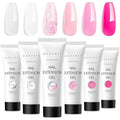 Makartt Poly Nail Gel Set - 6 Colors Kit Strong Builder for Extension Overlay Strengthener 3D Diy, Multifunctional, Long-lasting for Nails French Manicures Home Salon 15ML Clear White 4 Pink Shades