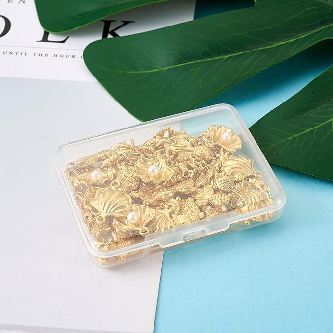 Pandahall 100Pcs Small Alloy Resin Fillers Supplies Ocean Theme Tortoise Fish Dolphin Goldfish Filling Accessories for Resin Jewelry Making