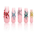 LOVFUL Mid Length Press on Nails Starshine | Handmade Acrylic Press ons | Reusable Fake False Nails | Square Mid Length 1.7 in | H261-L