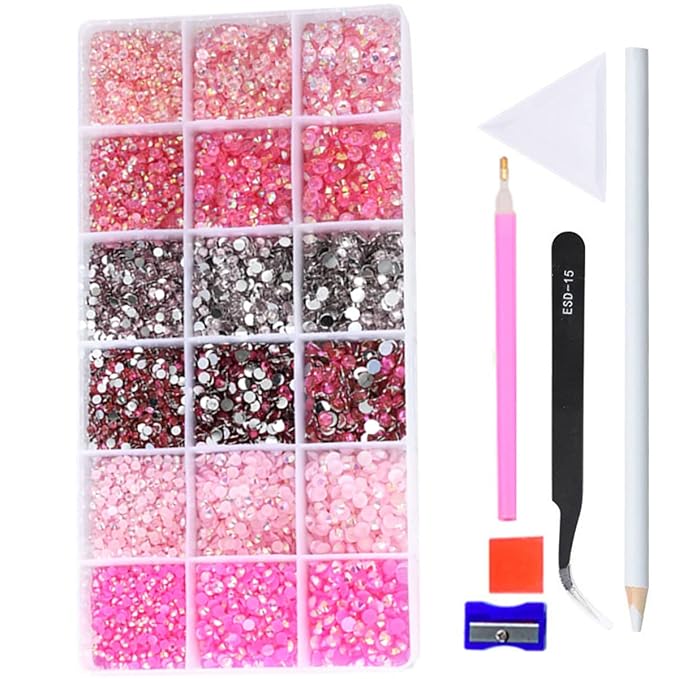 22380pcs Resin Rhinestones Set 3/4/6mm Flatback Stones Glitter Crystal Bulk for Garment Nail Art Decorations Resin Flatback Rhinestones Kit for Nail Crafts Tumbler Round Shape(JJ)