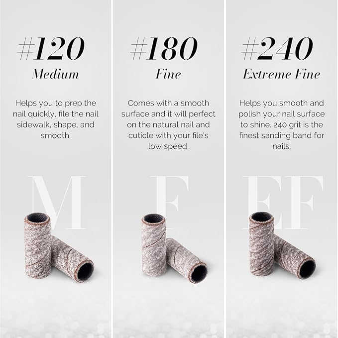 MelodySusie 50 Pcs Nail Drill Bits Super Long Sanding Bands with 6.65mm Crystal Mandrel Bit, 120 Medium Grit Nail File for Acrylic Nails Gel Manicures and Pedicure, Zebra