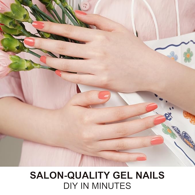 DANNI & TONI Semi Cured Gel Nail Strips Watermelon Red (Coral Delight) Gel Nail Stickers 28 Stickers