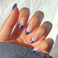 Harry Potter™ x Glamnetic Press On Nails - Ravenclaw™ | Blue French Tip Eagle Graphic Short Almond Nails in a Chrome & Glossy Finish | 15 Sizes - 30 Nail Kit with Glue