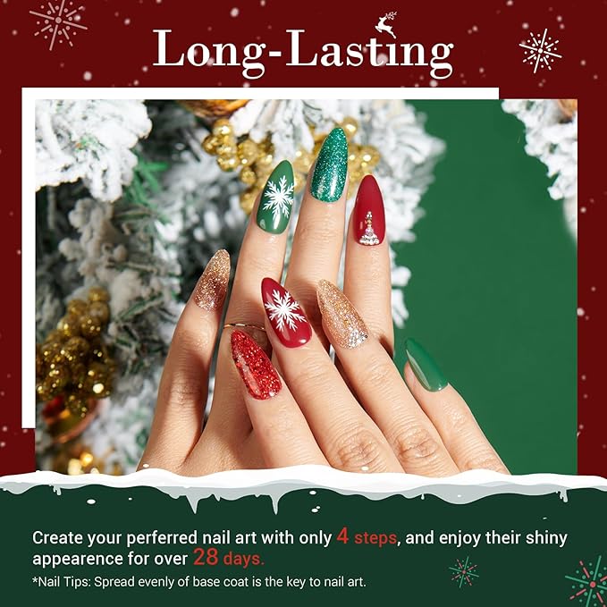 AZUREBEAUTY 31 PCS Dip Powder Nail Starter Kit Christmas Red Green Gold Grey Acrylic Dipping Powder 20 Colors Set with Recycle Tray Top/Base Coat Activator French Nail Art Manicure Salon
