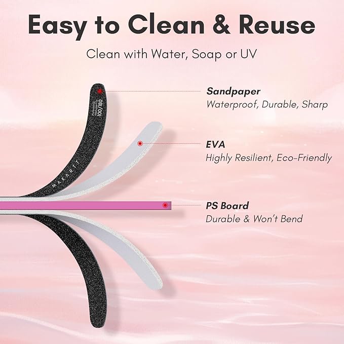 Makartt Nail File - 100/180 Grit Emery Boards for Nails, Professional Nail Files, 10pcs Double Sides Black Coarse Fingernail Filer for Acrylic and Extension Gel Removal Manicure Kit Salon Home Use