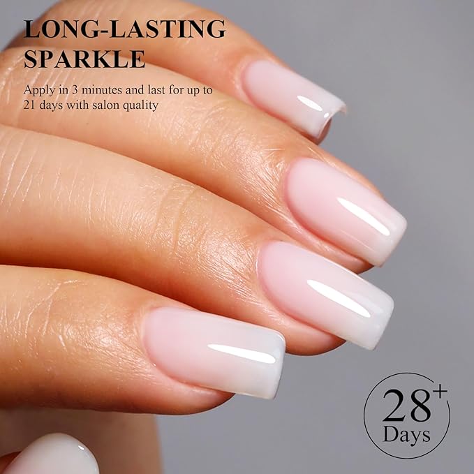Imtiti Milky White Gel Polish, 0.5 Fl Oz Neutral Jelly Gel Nail Polish DIY Nail Art Starter Manicure Salon Kit for Women & Girls