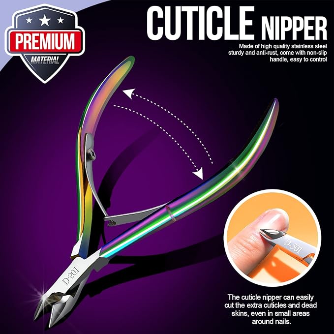 FANDAMEI Cuticle Kit, 4 PCS Nail Care Kit, Manicure Pedicure Tools, Nail Cuticle Nippers, Ingrown Toenail Tools Kit, Toenail File and Lifters Stainless Steel, Nail Lifter, Nail Cuticle Pusher