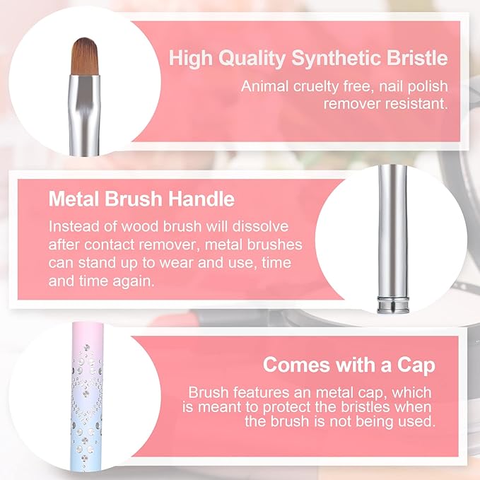 2pcs Nail Polish Clean up Brush, Nail Pen Painting Tools Nail Remover Brush for Nail Art Design & Polish Mistake Cleaning