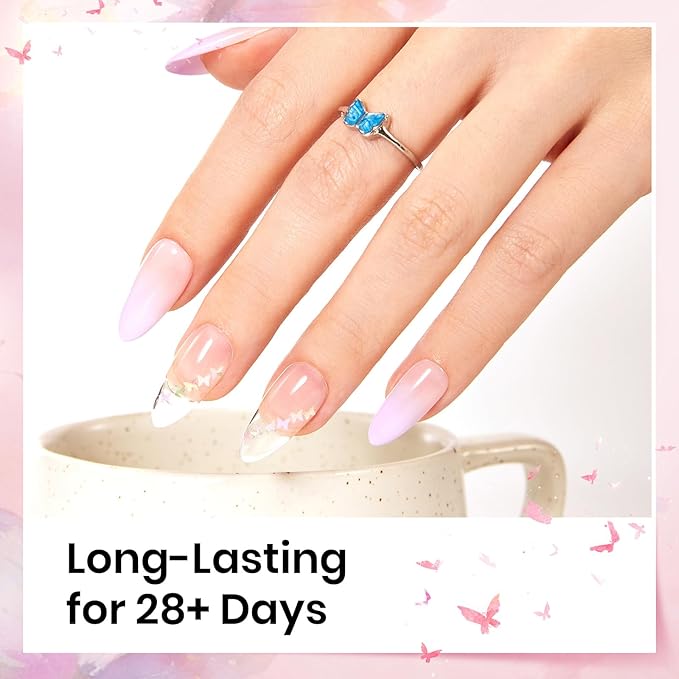 Beetles Glitter Gel Top Coat 15ml - Mirage Butterfly Glitter Shine No Wipe Top Coat Long-Lasting for Gel Polish, Butterfly Sparkle Soak Off UV LED Gift for Women