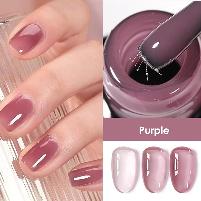 Fiber Glass Rubber Base Gel Nail Polish, Glossy Glass Brush on Nails Strengthener Base Coat for Repair Broken Damaged Nails, LED UV Lamp Required Soak Off Building Gel-04,7ml