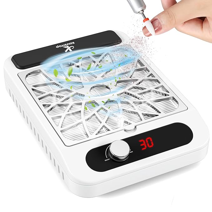 Nail Dust Collector for Nail Techs,Compact & Quiet Vacuum Fan Dust Collector with Reusable Filter, Powerful Dust Suction Machine,Nail Tech Must Haves for Gel Polish,Pedicures,Salon & Home Use