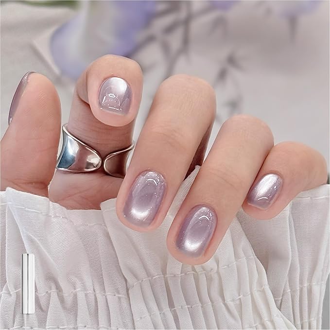 GAOY Jelly Purple Cat Eye Gel Nail Polish, 16ml Glitter Holographic Nail Polish with Magnet, Reflective Translucent UV Gel, 3135 Lavender Veil