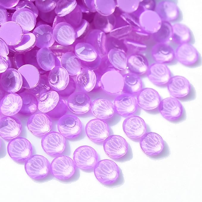 Blinginbox Flatback Rhinestones Round Gems, 1440pcs Luminous Series Glass Stones Neon Gems Non Hotfix Crystal Rhinestones for Nail Charms Crafts Clothes Tumblers,Lt.Violet Neon,SS20.