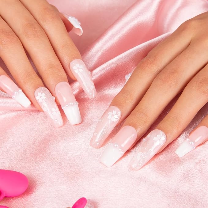 LOVFUL Press on Nails Soft Memory | Handmade with Full Covered Crystals | Reusable Fake Nails | Coffin Classic Regular 1.3 in | H276-L
