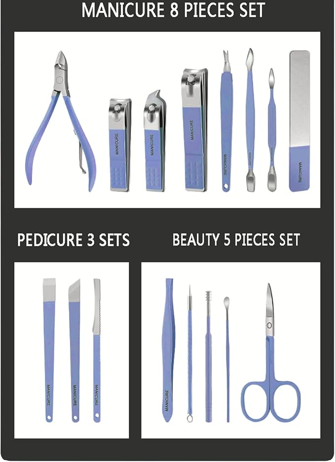 Nail Clipper Set, Manicure and Pedicure kit, Nail Care kit, Finger Nail Clippers Adult, Mens Grooming kit, Nail Care Kit for Men, Nail Grooming kit, Travel Nail Kit, Professional Manicure