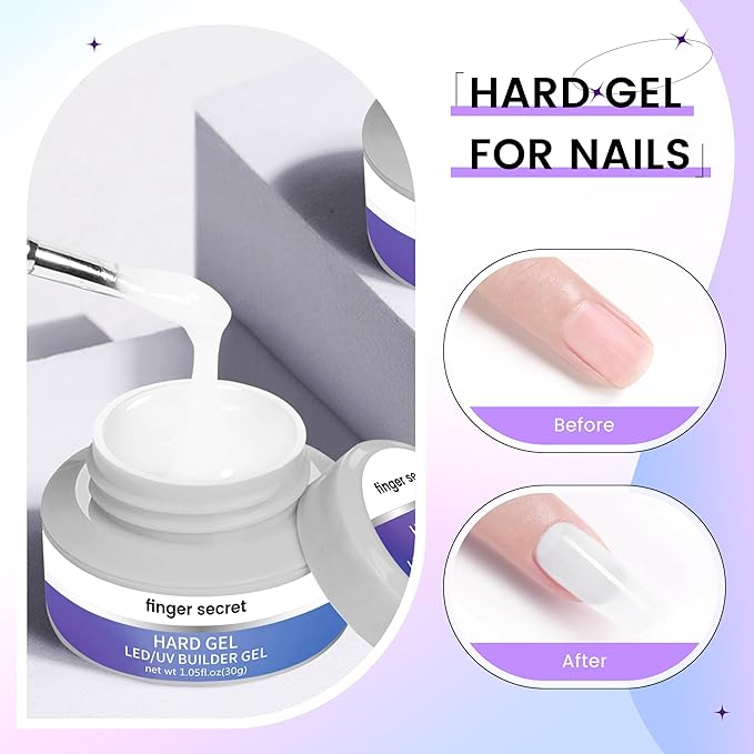 Hard Gel Builder Gel for Nails Long-lasting Hand White 3D Sculpting Nail Extension Nail Builder Kit 1oz (white, 1fl.oz)