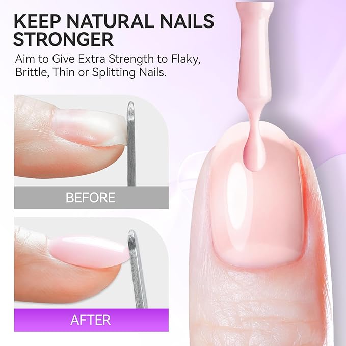 Gelike EC Pro Nail Glue & Strengthener: Nude 6-in-1 Nail Adhesive for Repair - Strengthening & Protein Repair - Perfect for Home & Salon Use 11544 - UV Needed