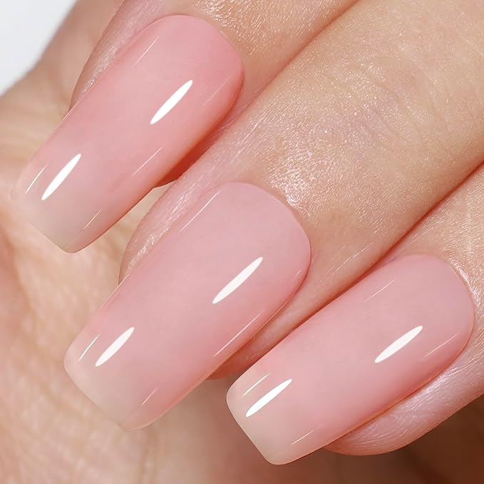 Beetles Nude Pink Gel Nail Polish - 15ml Jelly Neutral Nude Gel Polish Base Color Nail Concealer Sheer Translucent Effect Soak Off UV LED French Nail Art Salon DIY Manicure Gift for Women 0.5Oz