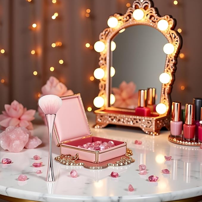 2Pcs Rose Gold Nail Art Dust Powder Remover Brush, Nail Art Dust Cleaner Brush, Soft Cleaner Brush for Makeup,Nail Dust Brush for Acrylic Nails Manicure Brush for Women Birthday Gifts, Nail Dust Brush