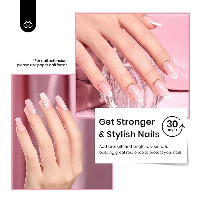 Beetles Builder Gel HEMA Free-Lady with Dreams Glitter Pink 0.51 oz 8 in 1 Nail Thickening Strengthening Building Apex for Beginner DIY Salon at Home, Pink Builder Nail Gel, UV & LED Lamp Cured