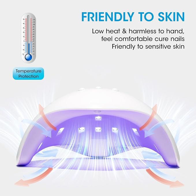 Gellen 54W U V Nail Lamp with Auto Sensor LCD Display, 3 Timers LED Nail Lamp for Gel Polish - 18 Beads Fast Curing Nail Dryer, Salon Home Use, White