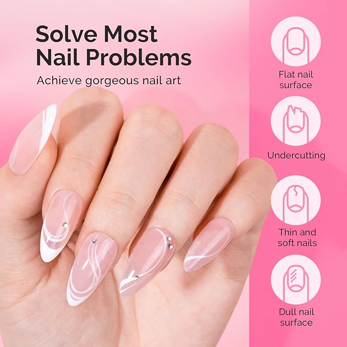 MelodySusie Hema Free Builder Gel Set for Nails Thickening, Nude and Pink, 6PCS 0.5 Fl Oz, Tpo Free, Soak Off UV Extension Gel, Nail Art Design Salon DIY Manicure at Home for Women