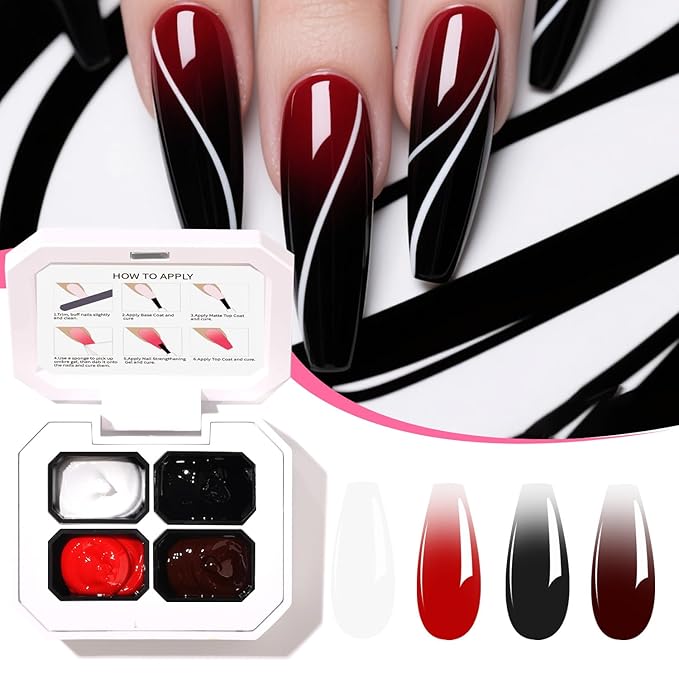 AIJIMEI Ombre Gel, Gradient Painting Gel, Ombre Gel Nail Polish, Including 100 Nail Sponges And Grabbing Pen Suitable For Salons And Family DIY(B10)