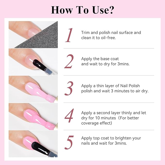 Nail Polish Light Pink Quick Dry Nail Lacquer Sheer Color, Regular Barbie Pink Fast Dry Fingernail Polish Bulk Non Gel Long-Lasting DIY Salon Valentine's Day Gift for Women