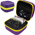 81 Holes Nail Drill Bit Holder, Nail Bits Display Container, Dustproof Portable Organizer Storage Bag, Efile Nail Bits Professional Manicure Tools, for Manicure Tools (ONLY CASE) (Purple+Yellow)