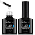 Gelike EC 6 in 1 Nail Glue Gel: 2 Pcs Gel Nail Polish for Press on Nails - Nail Glue Strong Easy and Long Last for False Acrylic Tip - Base Coat for Salon Home Polish