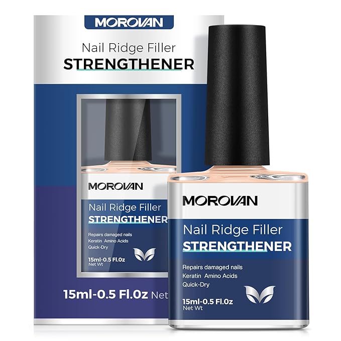 Morovan Nail Strengthener and Growth: Jelly Nude Nail Polish Hardener Repair for Damaged Nails Natural Concealer Foundation Air Dry Prevents Discoloration Essential Manicure Care Gift Women