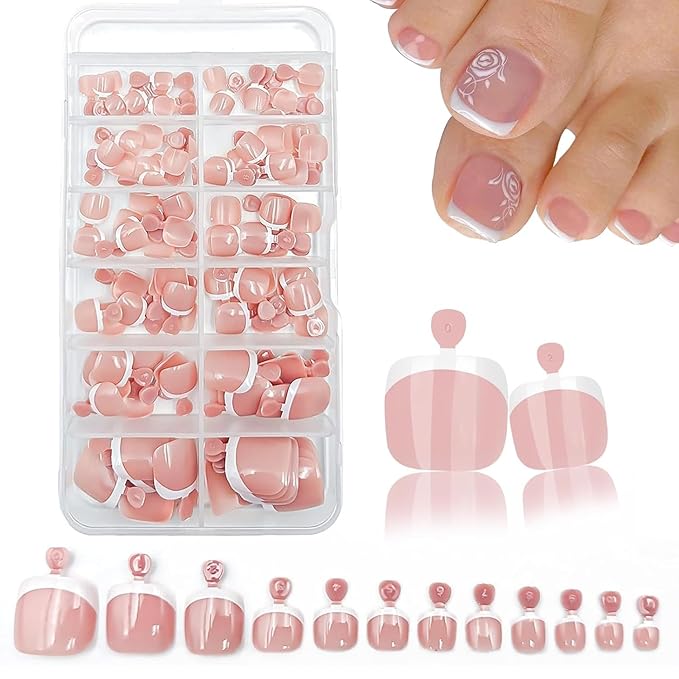 120Pcs French Tip Press on Nails Short Square Fake Nails Chrome Mirror Acrylic Nails Glossy Nature Artificial False Nails Nude Glue on Nails for Women Girls Manicure Nails Decoration