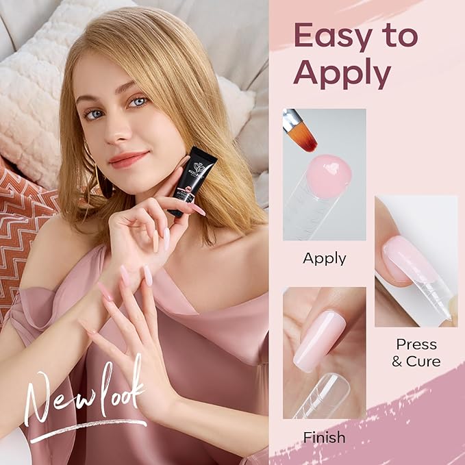 modelones Poly Extension Gel Nail Kit 6 Colors with 8 W Nail Lamp Brown Red Gel Kit Nude Glitter Complete Starter Tools for Beginner DIY at Home for Women