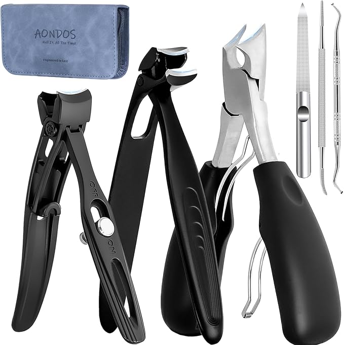 Precision Stainless Steel Heavy Duty Angled Head,Wide Jaw Clippers for Seniors and Man,Ingrown Toenail,Thick Nail.Long Handle, Extra-Large Slanted Nail Cutter.Men,Women,Elderly.6Pcs