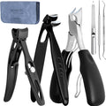 Precision Stainless Steel Heavy Duty Angled Head,Wide Jaw Clippers for Seniors and Man,Ingrown Toenail,Thick Nail.Long Handle, Extra-Large Slanted Nail Cutter.Men,Women,Elderly.6Pcs
