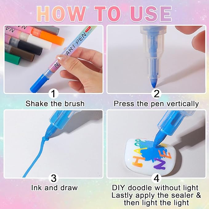 Nail Art Pens Set 3D Nail Polish Pens Acrylic Paint Nail Drawing Liner Graffiti Dotting Nail Art Pen Kit Tools for Professional Nail Art Design(12 Colors)