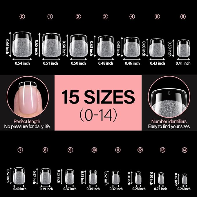 AILLSA Extra Short Square Nail Tips - 15 Sizes 120pcs Half Matte False Nail Tips Pre-shaped Short Nails Tips, Acrylic Fake Press on Gelly Tips for Gift