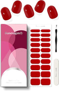 Semi Cured Gel Nail Strips, 20Pcs Long Lasting Salon Quality Wraps, Easy Apply & Remove Gel Nail Stickers with UV Light (Passionate Red)