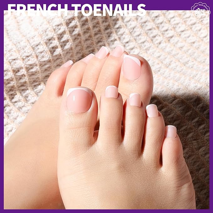 Teenitor Short Press on Nails, 312pcs French Nail Manicure Kit, False Nails with Design, French Tip Nails Extra Short Square Nails Press ons