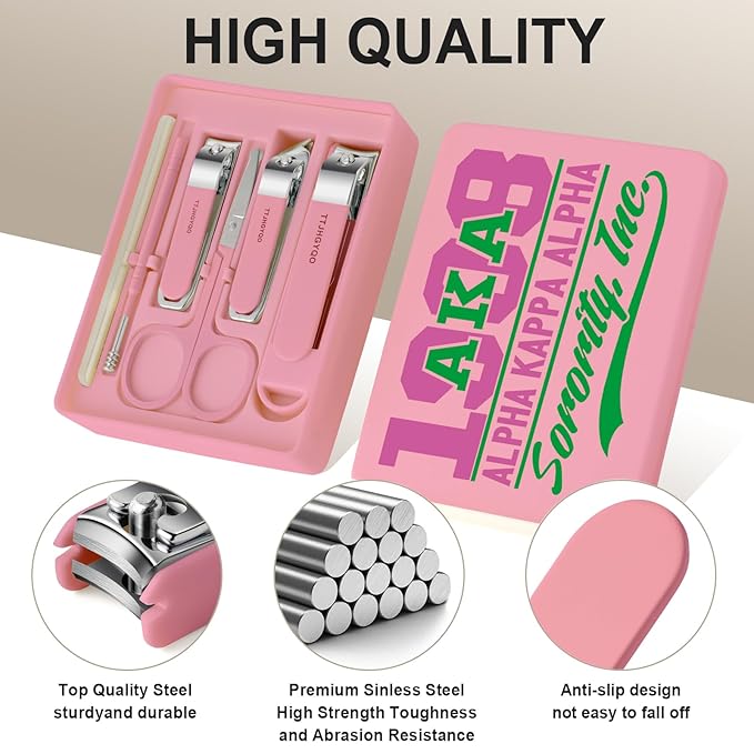 Nail Clippers and Beauty Tool,Portable Set Nail Clipper Set,Manicure Kit for Women,Manicure Set 6 in 1 AKA Sorority Gifts Nail Kit Suitable for for Women (AKA Pink)