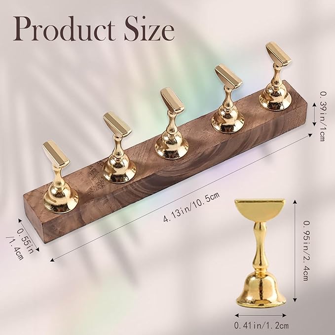 2-Pack Super Magnetic Nail Holders – Wearable Nail Bases & Nail Display Stands for Nail Art Painting (Gold)