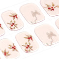 DANNI & TONI Semi Cured Gel Nail Strips Flower Rose Hip Gel Nail Wraps Golden Butterfly UV Led Nails 28 Stickers Gift for Women | Blossom