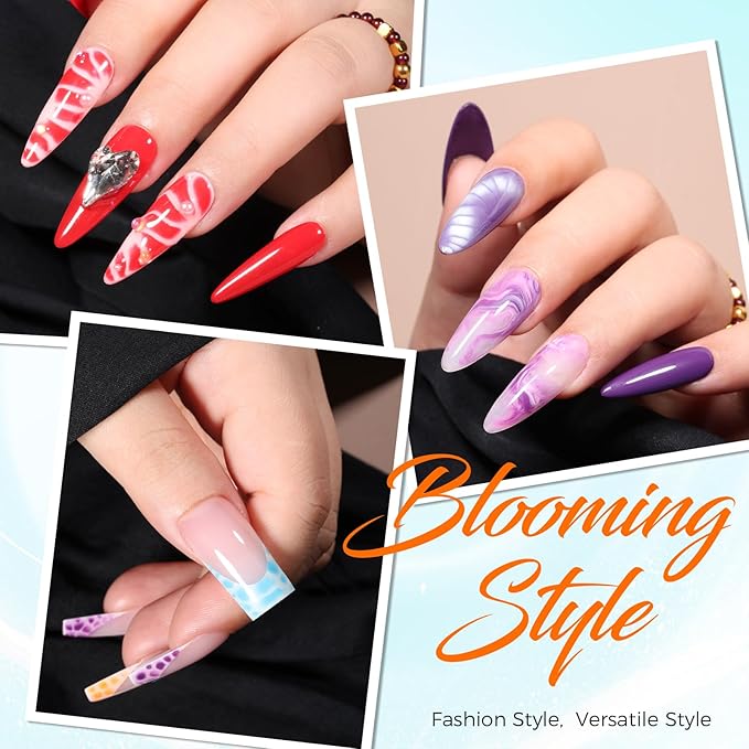 Blooming Gel Nail Kit, 3PCS 18ML No Wipe Top Coat Base Coat & Spreading Gel for Easy Marble Watercolor and Print Nail Painting Effect, Long-Lasting UV/LED Gel, DIY Manicure Gifts for Women