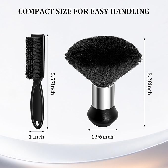 Barber Brush and Neck Duster Set - 2 Piece Professional Barber Brush Neck Duster for Hair Cutting, Cleaning, Hair Stylist Tools and Salon Supplies