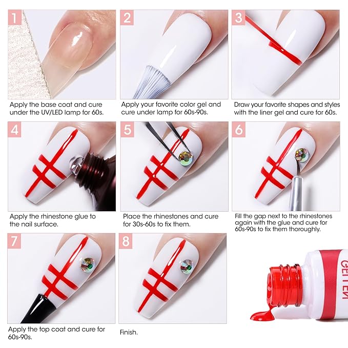 GELLEN Pastel Gel Nail Polish Set, 12 Colors Soft Gel Nail Art Polish for UV Light Soft Liner Nail Art Gel Polish Set Soak off Nails Polish Set with Glue Brush for Home Salon DIY