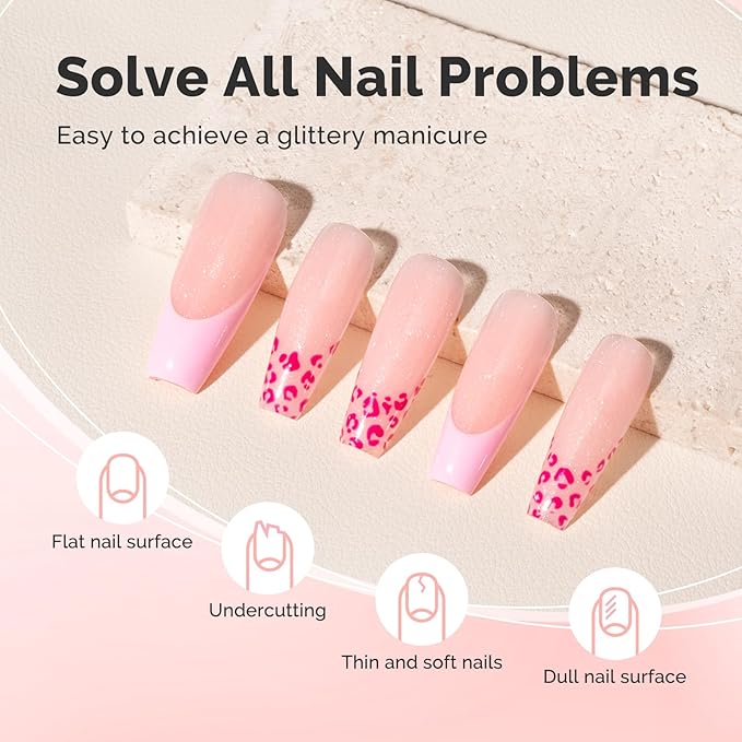 MelodySusie Nude Pink Glitter Builder Nail Base Gel for Nails Thickening, Soak Off UV Extension Gel, Rhinestone Nail Glue for Nail Art Design Salon DIY Manicure at Home Gift for Women-459