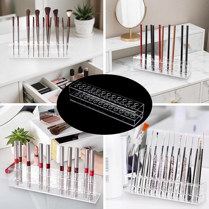 Nail Art Tool Organizer, nail brush holder, nail technician gifts, Storage for Storing Pro Beauty Finger Nailcare Art Kit Tools Makeup Display Case Refillable Container Holder Organization