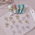 3D Cross Nail Charms for Nail Art, 80 Pcs Metal Crystal Cross Nail Decorations, Alloy Nail Studs and Rhinestones for Women Girl DIY Jewelry Crafts Supplies (80 PCS Gold+Silver)