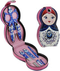 Aibearty Adorable Russian Doll Pattern Stainless Nail Clippers Set of 6Pcs, Professional Grooming Kit, Nail Tools with Luxurious Travel Case
